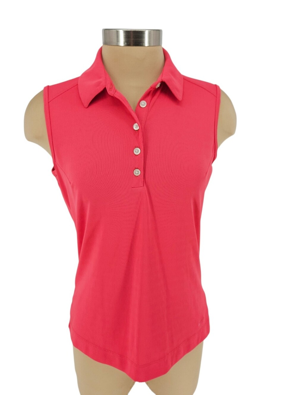 Nike Golf Dri Fit Polo Shirt Pink Sleeveless Button Collared Top Medium